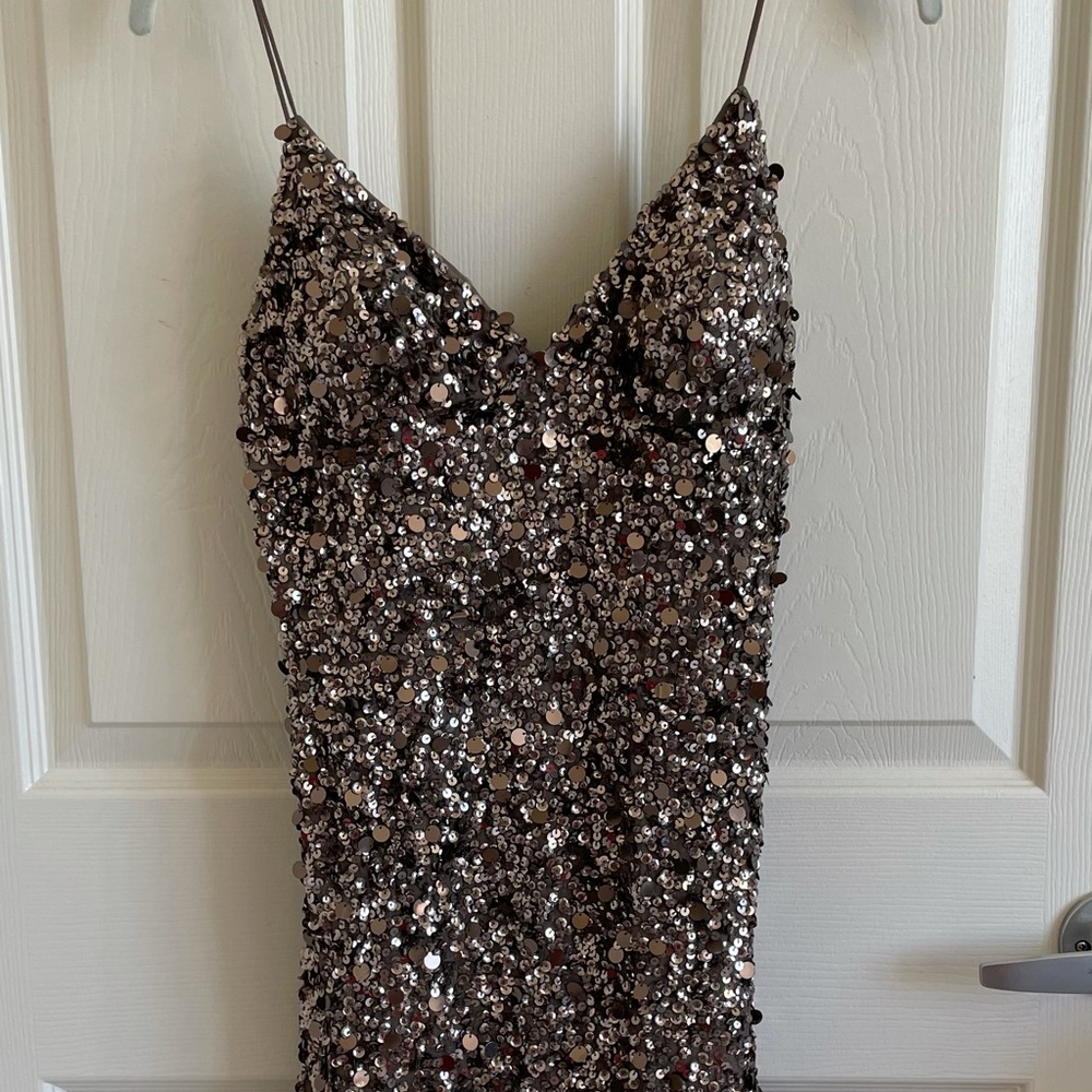 Adrianna Papell bronze sequin dress - barely worn!
